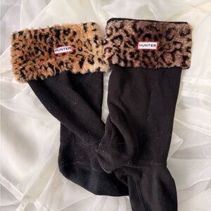Hunter Black Socks with Animal Print Cuffs
